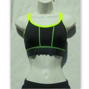 Danskin Now Black with Yellow Size 38D Womens Athletic Fitness Sport Bra